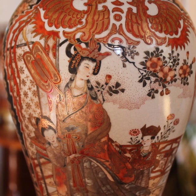 Pair of Antique Japanese Kutani Porcelain Vases Adapted Into Lamps For Sale - Image 9 of 18