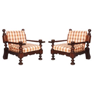 Set of Mid-Century Italian Armchairs in Solid Durmast For Sale