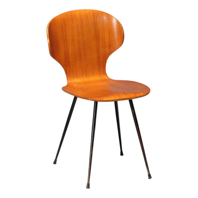 Vintage Italian Chair in Curved Plywood, 1960s For Sale