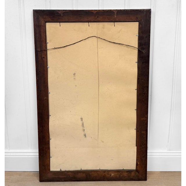 Early 20th Century Antique Traditional Oak Beveled Glass Rectangle Wall Mirror - 18x28 For Sale - Image 5 of 10