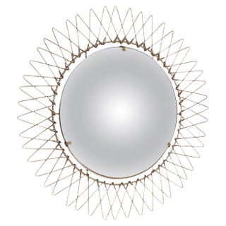 Mid-Century French Brass Sunburst Wall Mirror, 1970s For Sale