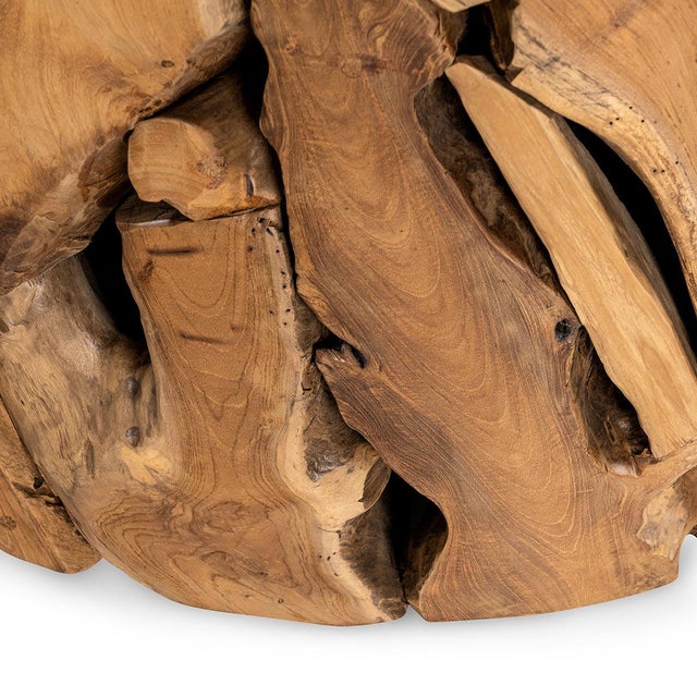 Wood Organic Modern Teak Fragment Round Coffee Table For Sale - Image 7 of 8