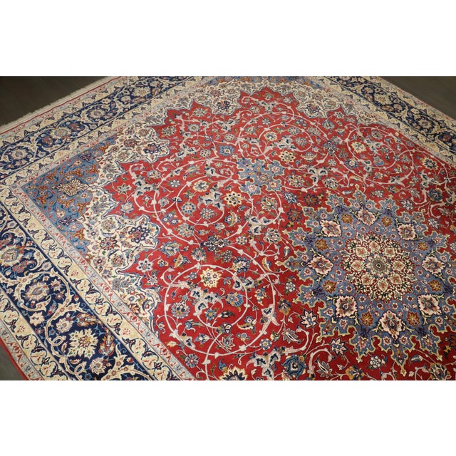 Antique Zabihi Collection Isfahan Abbas Tabandeh Master Weaver Superfine Rug For Sale - Image 11 of 12