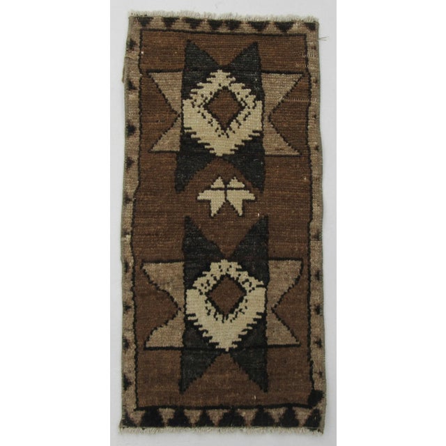 Vintage Mini Brown Wool Rug For Sale - Image 4 of 4