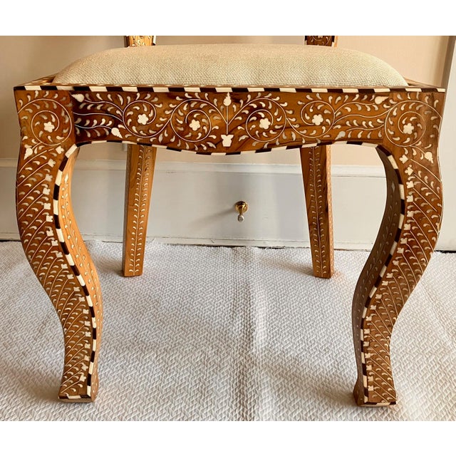 Wood Teak Inlay Anglo Indian Dining Chair For Sale - Image 7 of 9