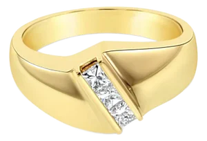 Princess Cut Diagonal Diamond Ring .40cttw 14k Yellow Gold, Size 6