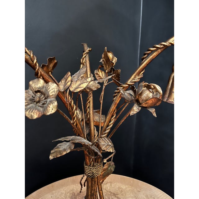 Italian Gilt Metal Flower and Tassel Side / End Table For Sale - Image 4 of 11