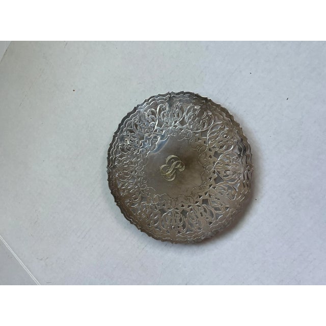 Vintage Italian Silver-Plate Trivet Engraved “b” For Sale In Raleigh - Image 6 of 6