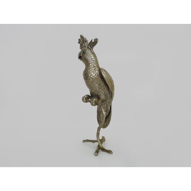 Silver Silver Plated Bronze Cockatoo or Parrot Sculpture, 1950s For Sale - Image 8 of 10