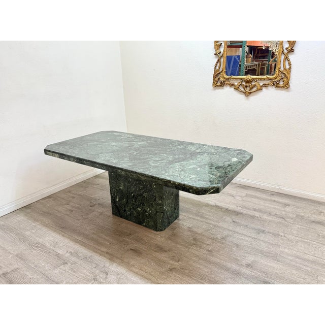 Hollywood Regency Green Marble Dining Table For Sale - Image 3 of 10