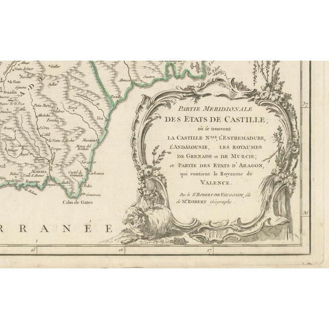 Detailed Engraving Highlighting Key Regions of Southern Spain and Castile, 1752 For Sale - Image 4 of 9