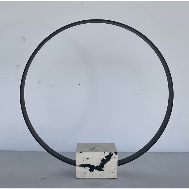 Contemporary Contemporary Black and White Metal and Marble Ring Sculpture For Sale - Image 3 of 5