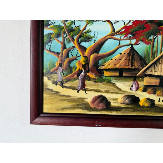 Green Vintage Haitian Landscape Oil Painting – Signed L.. Framé For Sale - Image 8 of 12