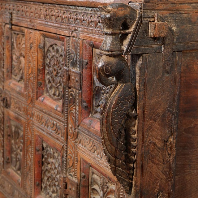 Brown Brown Carved Dowry Chest For Sale - Image 8 of 12