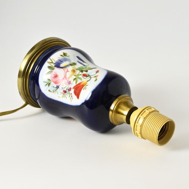 Antique Hand-Painted French Porcelain Table Lamp For Sale - Image 10 of 14