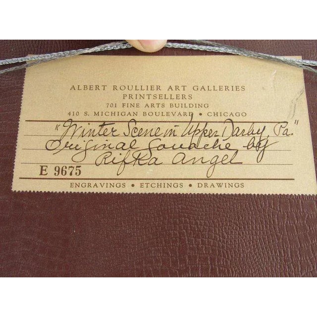 Early 20th Century Winter Scene Gouache Painting by Rifka Angel, Framed For Sale In Denver - Image 6 of 10