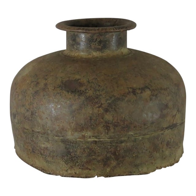 Antique Indian Iron Water Vessel For Sale