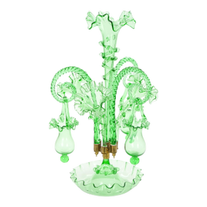 19th Century Victorian Style Italian Glass / Brass Epergne Centerpiece Vase
