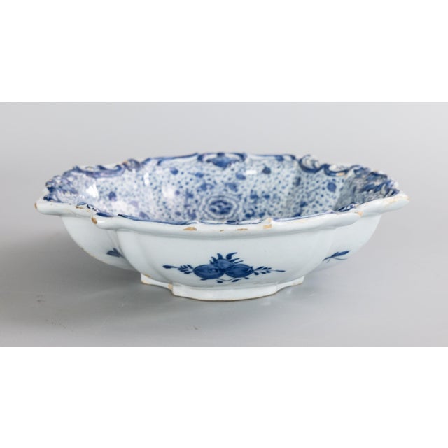 18th Century Rare 18th Century Dutch Delft Faience Floral Patterned Lobed Dish Bowl For Sale - Image 5 of 12