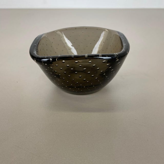 Green Glass Bullicante Bowl or Ashtray attributed to Venini, Italy, 1970s For Sale - Image 12 of 18