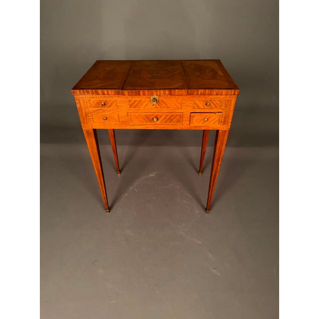19th Century French Louis XVI Style Inlaid Mahogany Vanity With Mirror, Circa 1870 For Sale In Indianapolis - Image 6 of 18