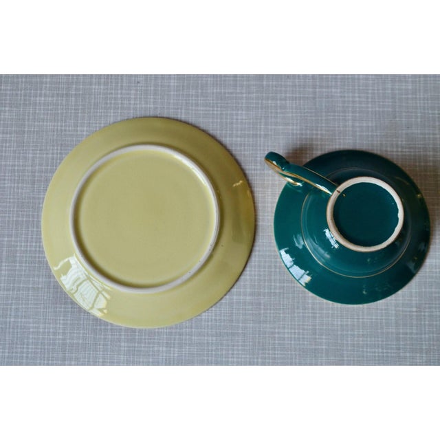 Art Deco Harlequin Coffee Service in Colored and Gilded Porcelain, 1940s, Set of 15 For Sale - Image 13 of 18