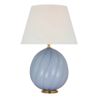Julie Neill by Visual Comfort Signature Talia Medium Table Lamp in Blue with Linen Shade For Sale
