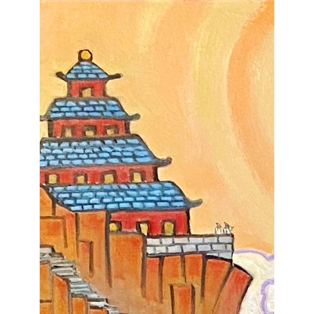 Textile Chinese Landscape Original Oil Painting Stephen McDonough For Sale - Image 7 of 10