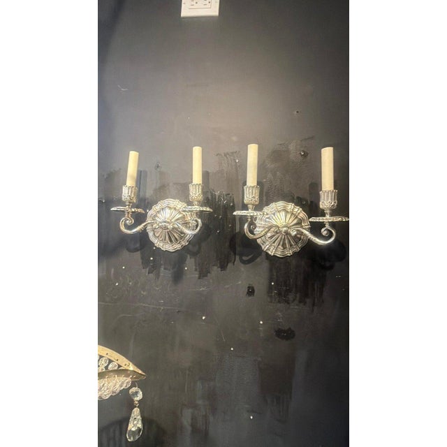 1900 Caldwell Silver Plated Sconces Two Lights - a Pair For Sale In New York - Image 6 of 8