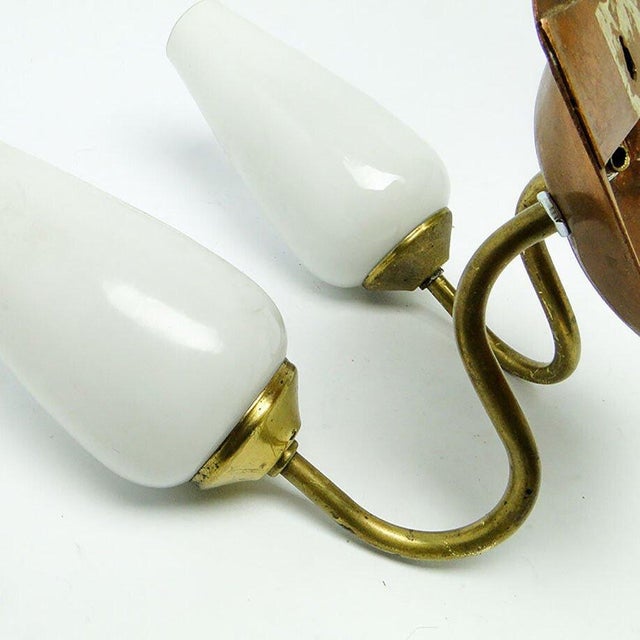 Copper Vintage 2-Armed Wall Lamp in Brass, 1970s For Sale - Image 8 of 9