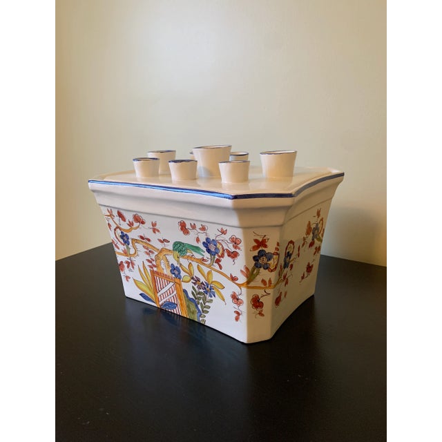 Chinoiserie Mid-Century Italian Hand-Painted Chinoiserie Tulipiere Vase For Sale - Image 3 of 13