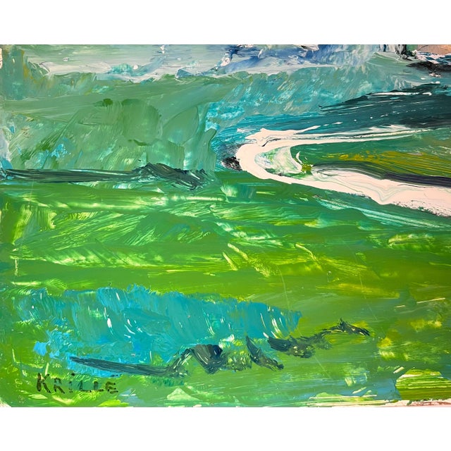 Jean Krille, Landscape 131, Oil on Masonite, Framed For Sale - Image 6 of 11