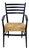 Mid-20th Century Italian MCM Ladderback Armchair Black Frame With Rush Seat Manner of Gio Ponti For Sale