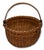 Antique Late 19th Century American Hand Woven Ash Wood Splint Swing Handle Carry Basket - Nice Color & Patina For Sale - Image 13 of 18