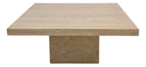 Italian Square Coffee Table in Travertine, 1980s