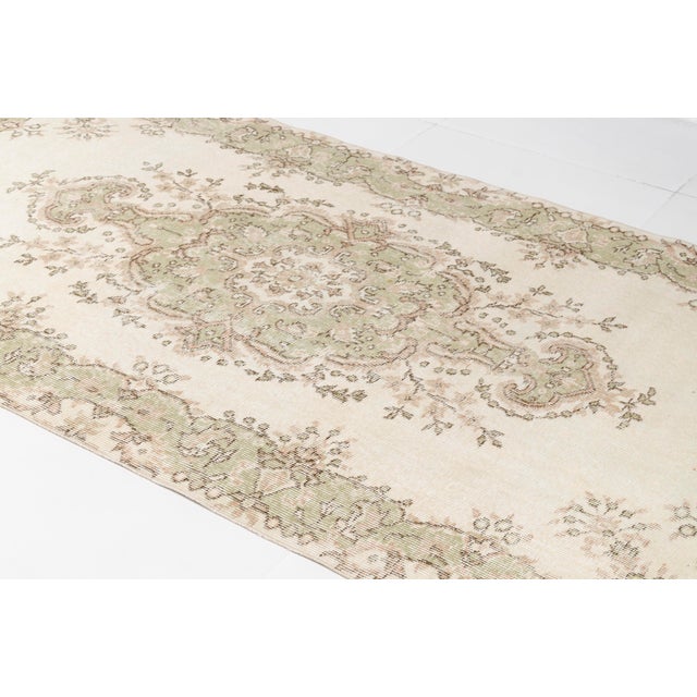 1950s Muted Olive Oushak Area Rug For Sale - Image 6 of 8