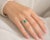 Traditional 14K White Gold Emerald Diamond 3 Stone Ring Band For Sale - Image 3 of 3