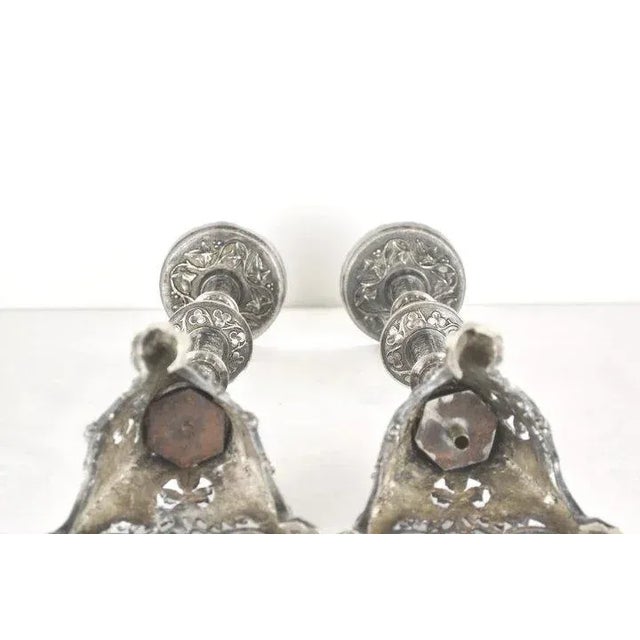 Silvered Alter Prickets - a Pair For Sale - Image 10 of 10