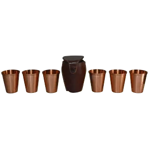Copper Shot Glasses in Leather Travel Case