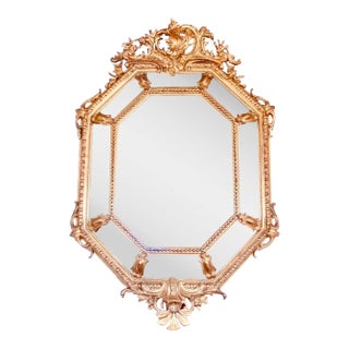 French Gilded Belle Époque Borderglass Cushion Mirror For Sale