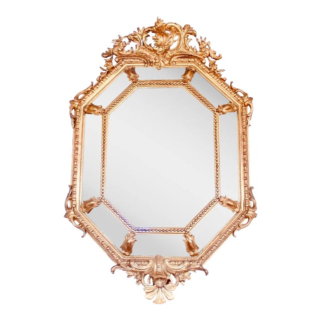 French Gilt Wood Belle Époque Cushion Mirror For Sale
