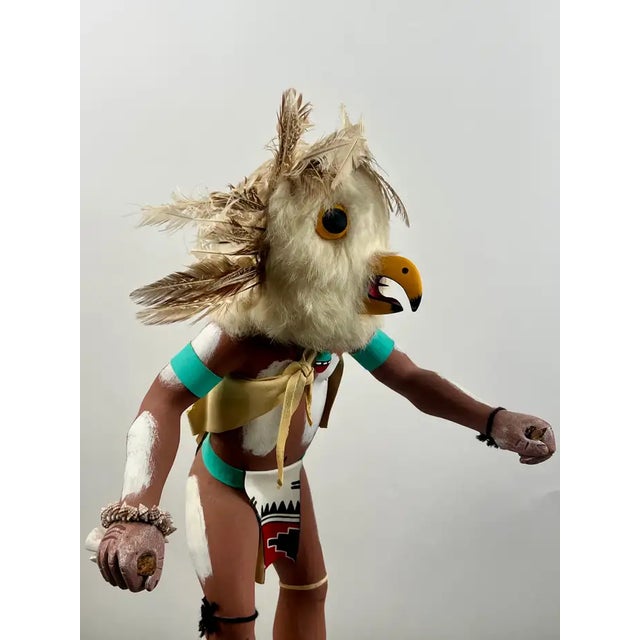 Hopi Owl Kachina Native American Carved Wood Figure, Signed, Late 20th Century 1990's For Sale - Image 4 of 18