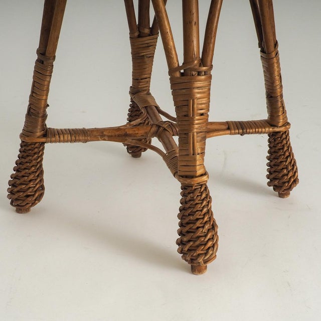 1970s Vintage Rattan & Wicker Stool, 1970s For Sale - Image 5 of 13