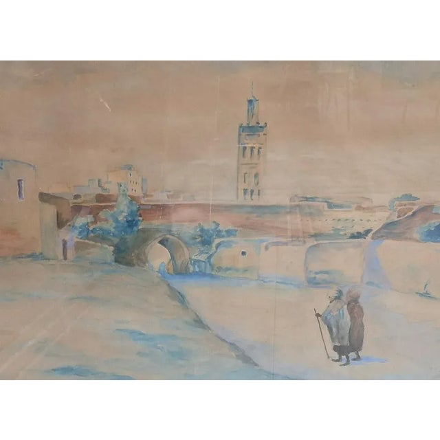 R. Kerante, Orientalist Style Landscapes, Watercolors, 1890s, Framed, Set of 2 For Sale - Image 3 of 13