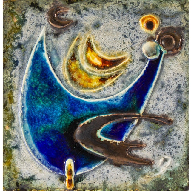 A ceramic wall tile plaque by the German artist Helmut Friedrich Schäffenacker (1921-2010). The square tile has an...