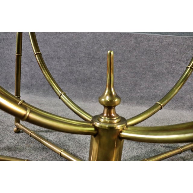 Mid-Century Modern Mastercraft Faux Bamboo Brass & Glass Coffee Table For Sale - Image 3 of 10