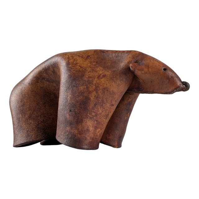 Mid-Century Modern Folded Leather Bear Sculpture, Germany, 1960s For Sale