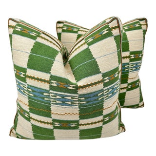 Christopher Farr Chubby Check Throw Pillows- a Pair For Sale