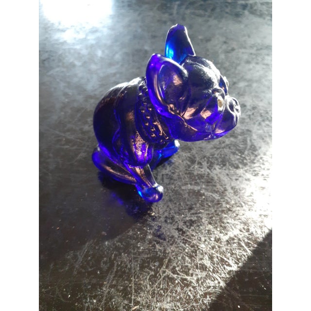 Glass Vintage Westmoreland Cobalt Blue Bulldog Figurine For Sale - Image 7 of 7