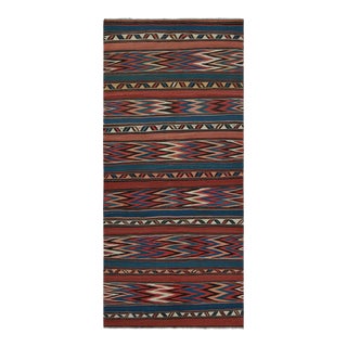 Vintage Mid-Century Shahsavan Tribal Red and Blue Wool Kilim Rug For Sale
